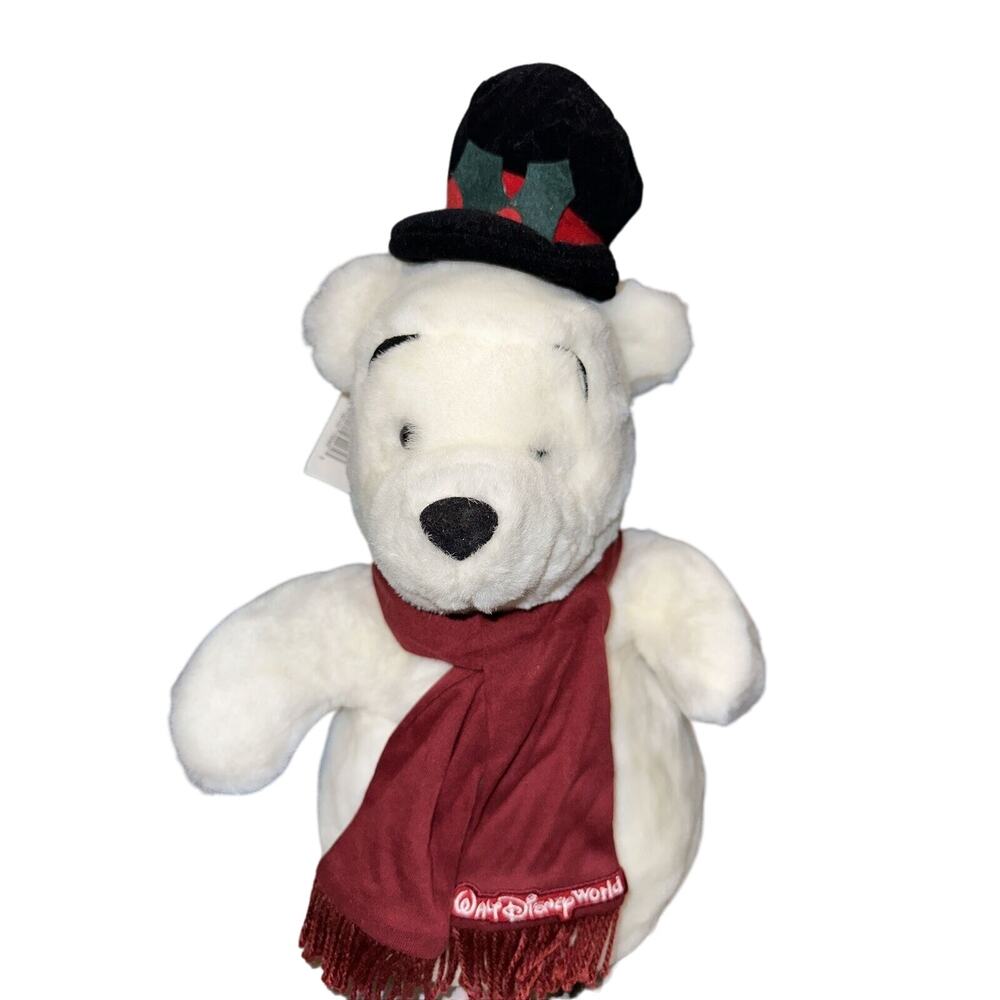 NWT 15" VINTAGE‎ Walt Disney World Snow Winnie The Pooh Plush Christmas Snowman
